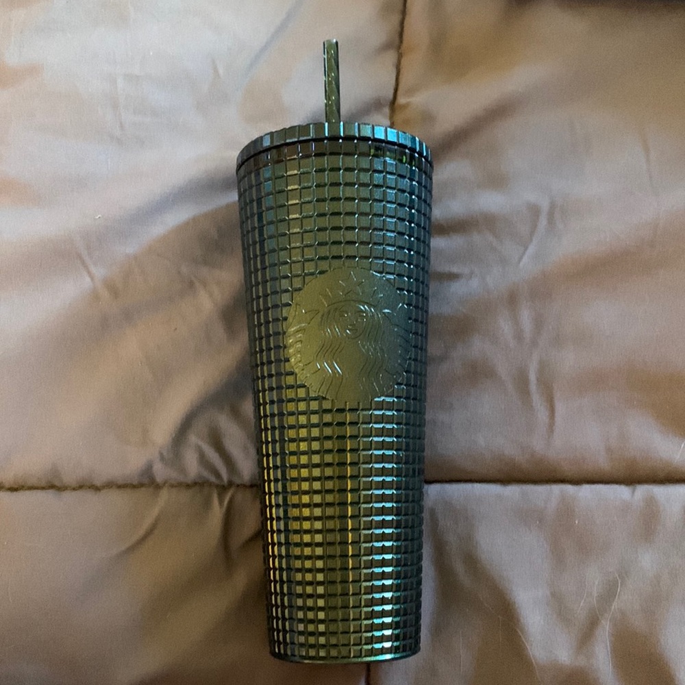 Dark green Starbucks tumbler
